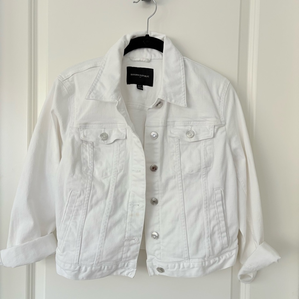 BANANA REPUBLIC White Denim Jacket MP - Picture 3 of 12